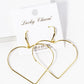 18K Gold Dipped Large Wire Heart Drop Lightweight Earrings