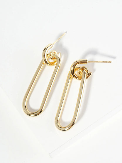 18K Gold Dipped Link Chain Dangle Drop Post Earrings