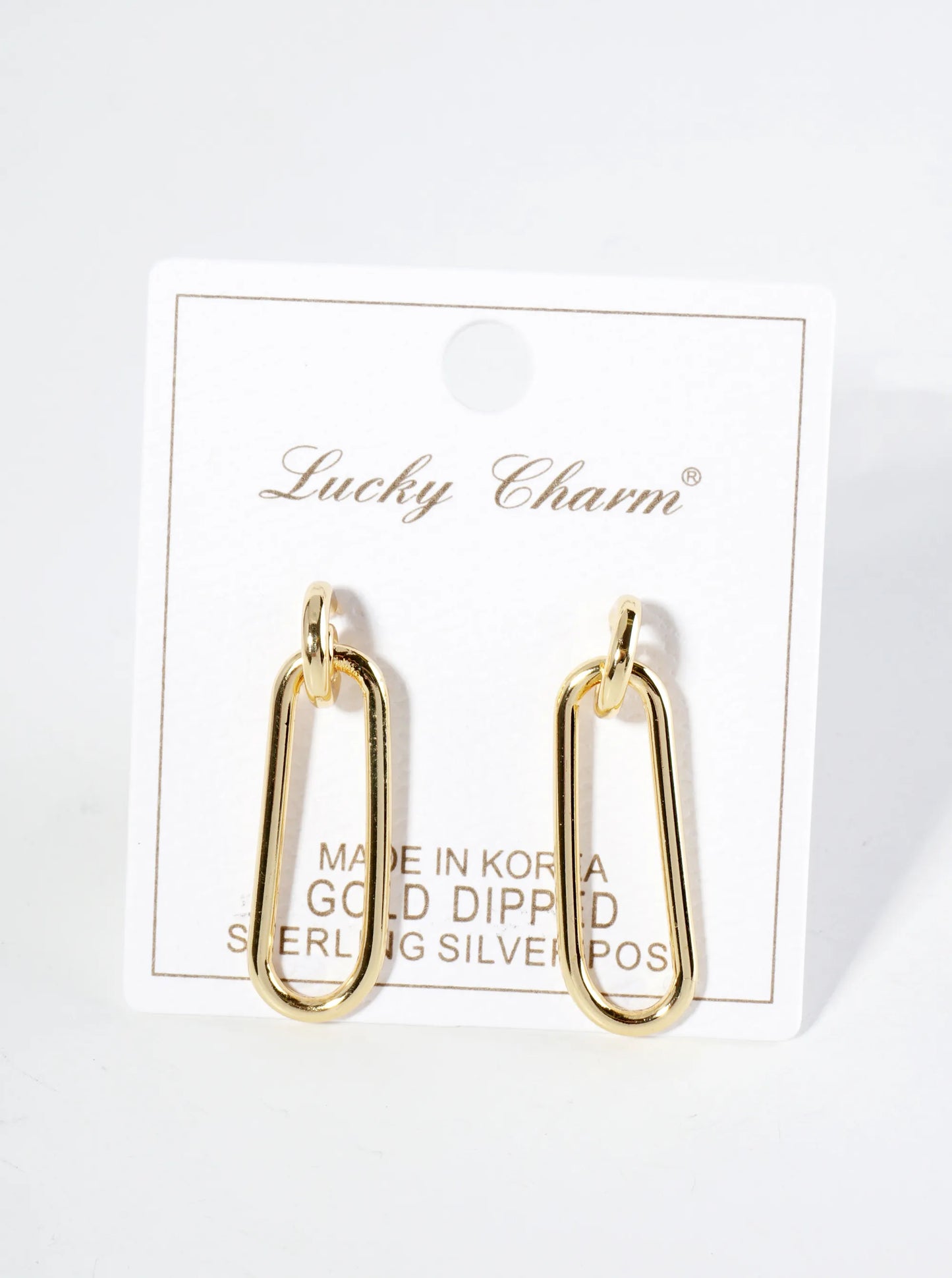 18K Gold Dipped Link Chain Dangle Drop Post Earrings