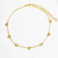 18K Gold Dipped Linked Delicate Heart Brass Chain Anklet