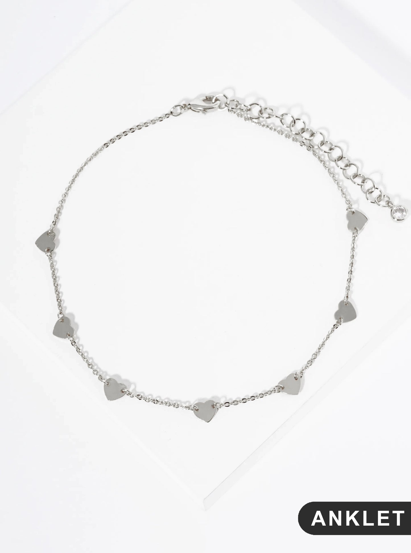 18K Gold Dipped Linked Delicate Heart Brass Chain Anklet