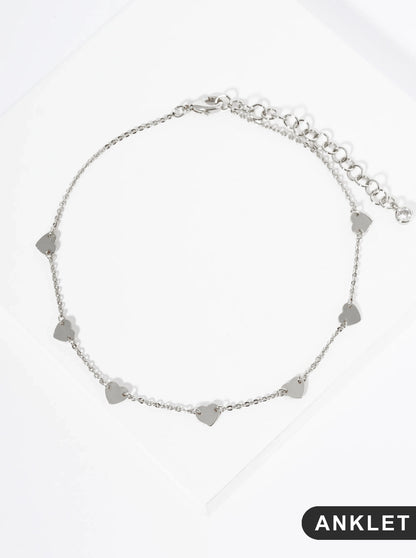 18K Gold Dipped Linked Delicate Heart Brass Chain Anklet