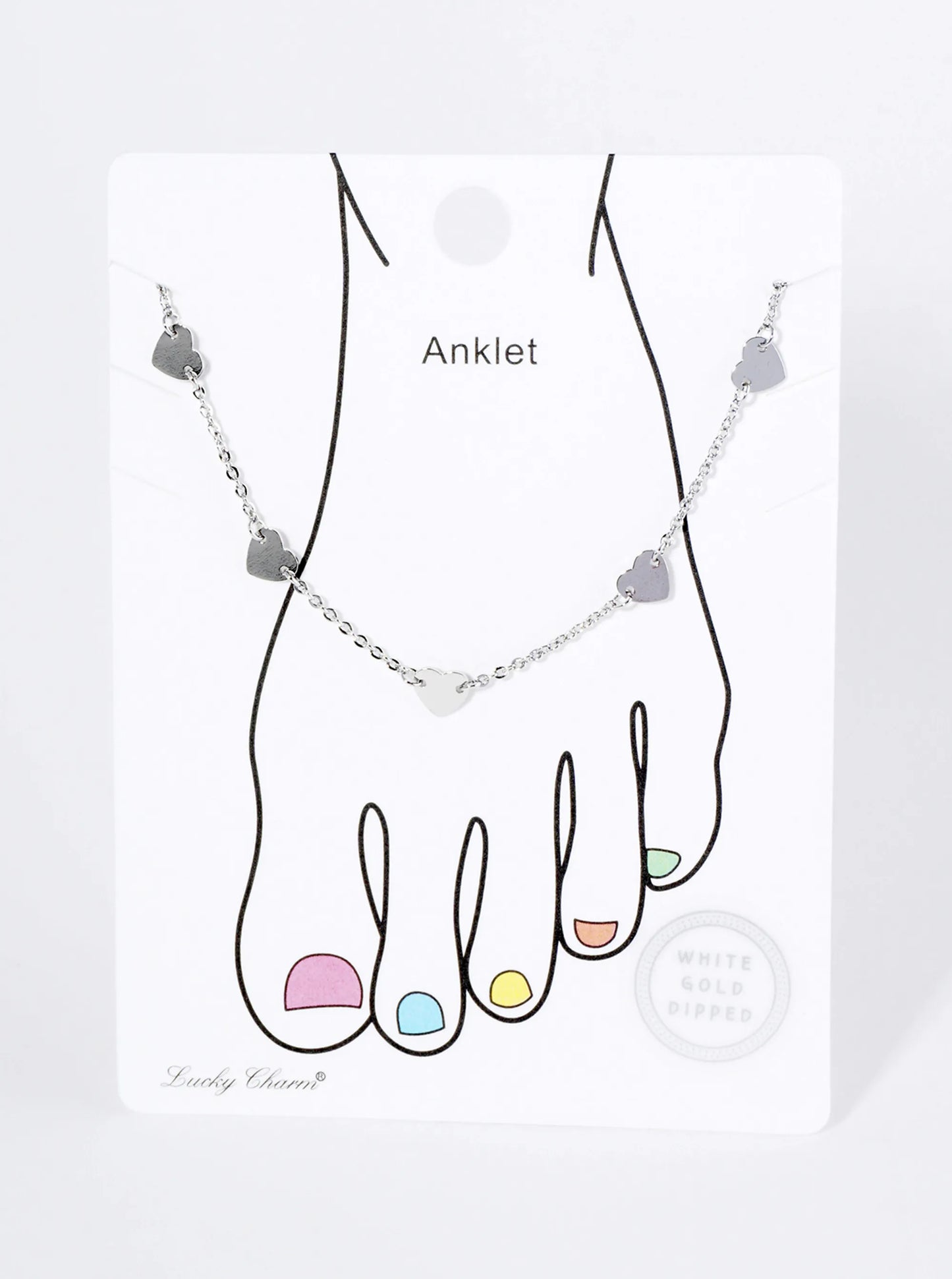 18K Gold Dipped Linked Delicate Heart Brass Chain Anklet