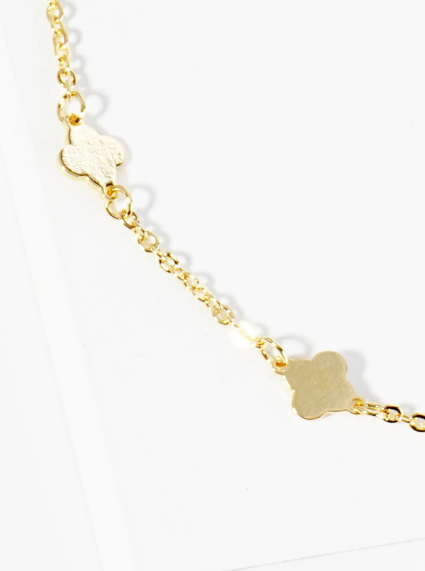18K Gold Dipped Linked Delicate Quatrefoil Brass Chain Anklet