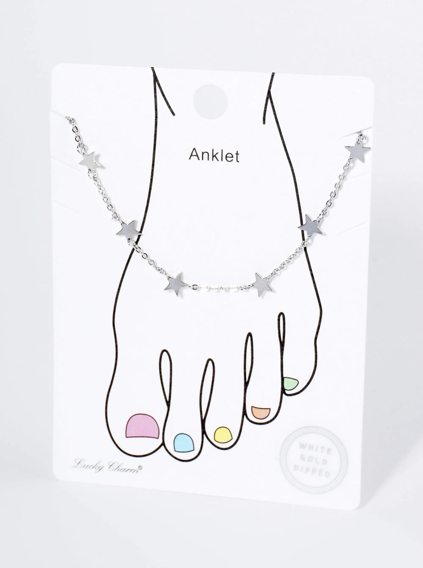 18K Gold Dipped Linked Delicate Star Brass Chain Anklet