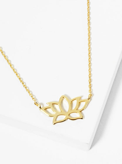 18K Gold Dipped Lotus Pendant Necklace