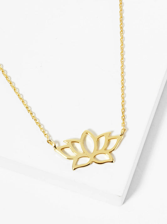 18K Gold Dipped Lotus Pendant Necklace