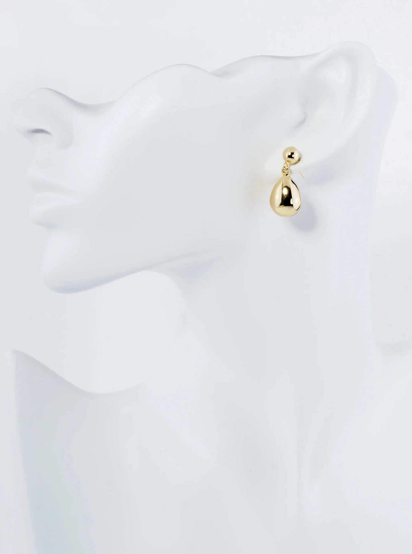 18K Gold Dipped Medium Puffy Teardrop Drop Dangle Post Earrings