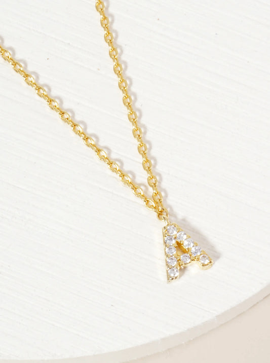18K Gold Dipped Micro CZ Pave Initial Pendant Necklace