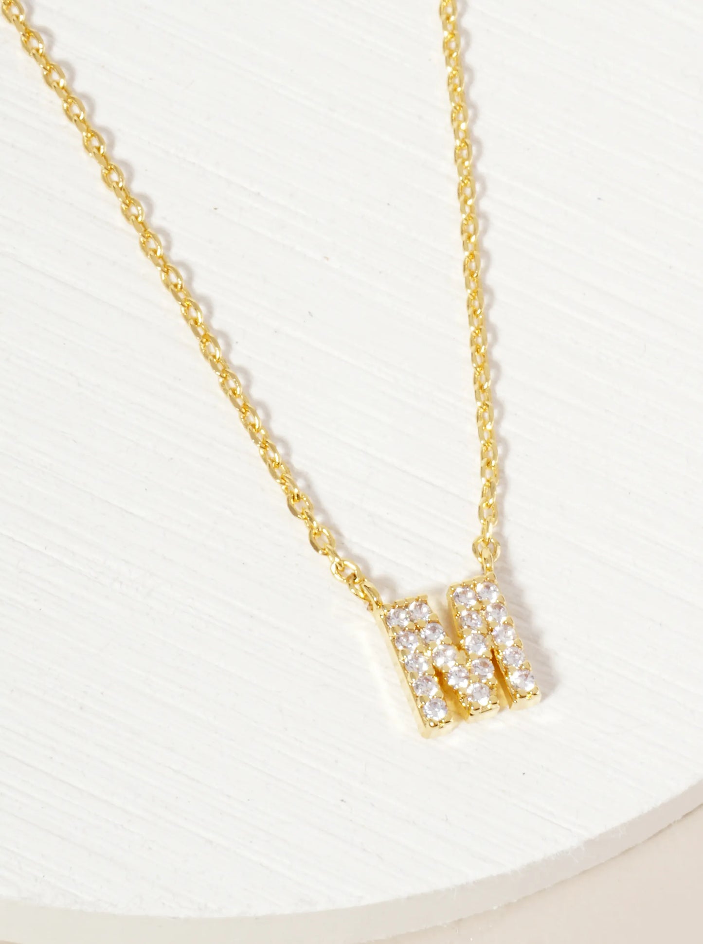 18K Gold Dipped Micro CZ Pave Initial Pendant Necklace