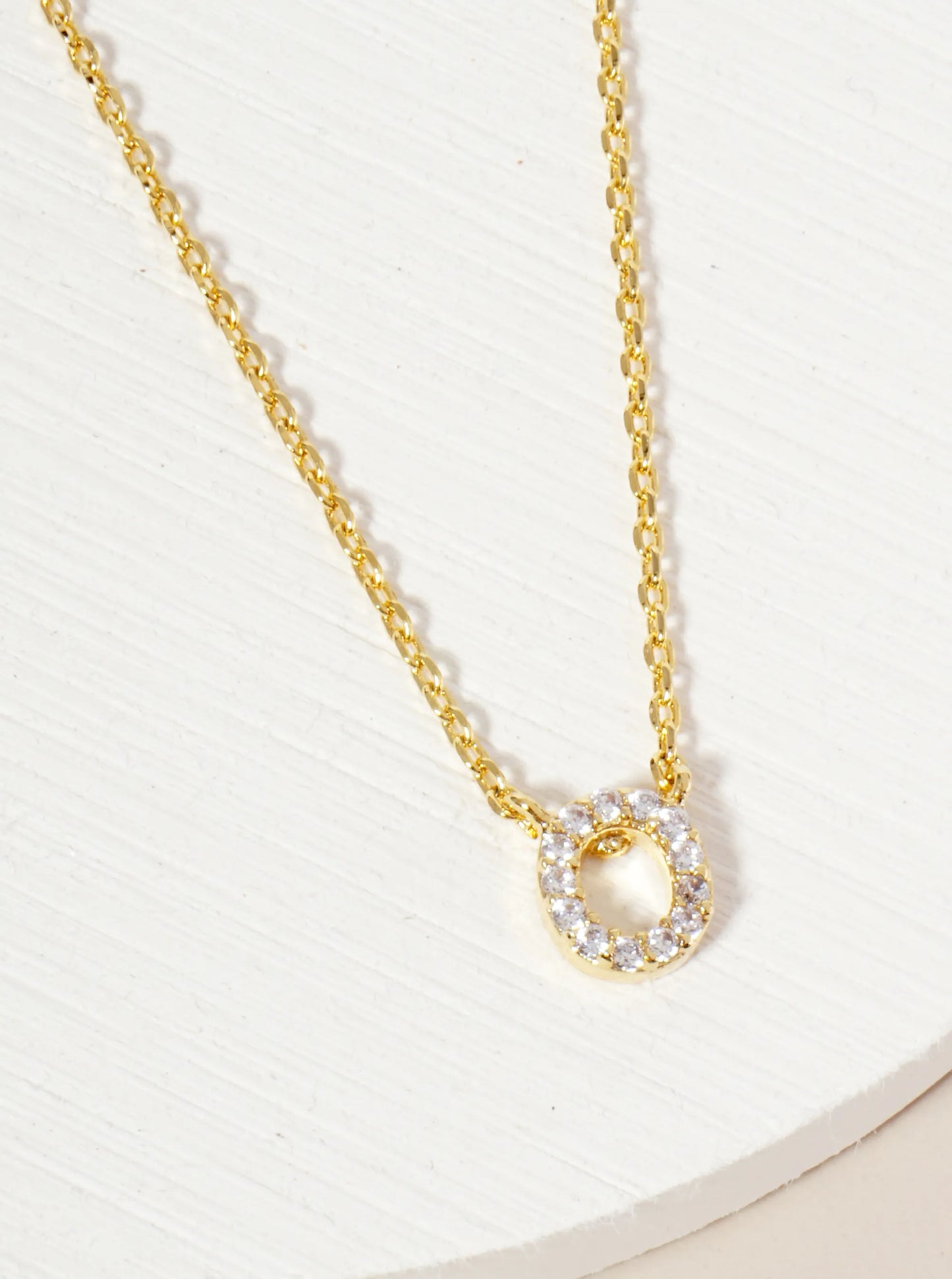 18K Gold Dipped Micro CZ Pave Initial Pendant Necklace