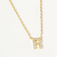 18K Gold Dipped Micro CZ Pave Initial Pendant Necklace