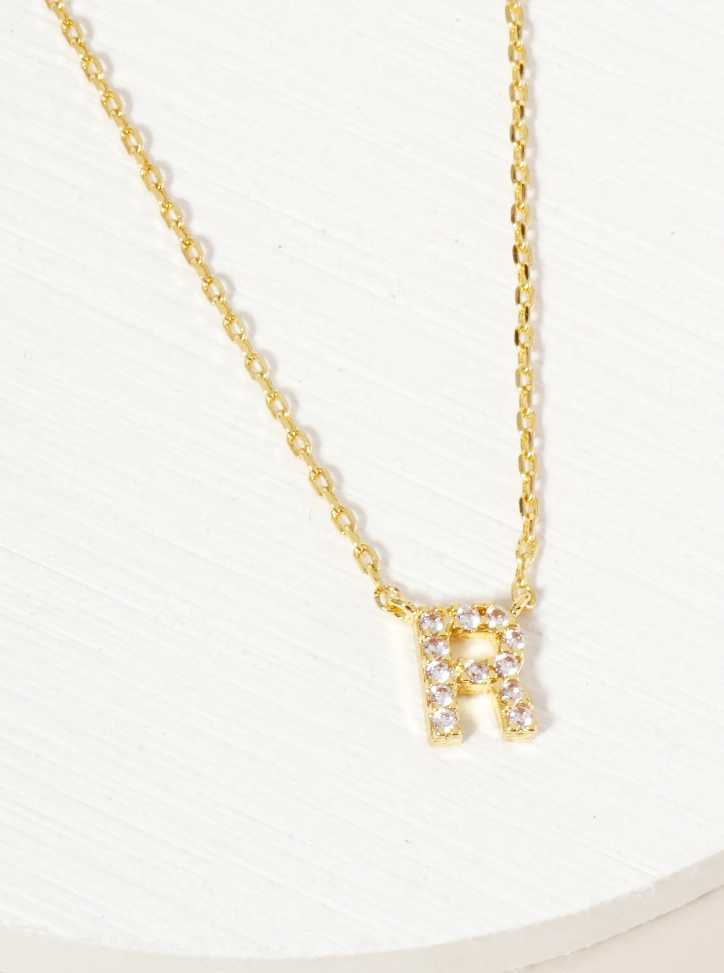 18K Gold Dipped Micro CZ Pave Initial Pendant Necklace