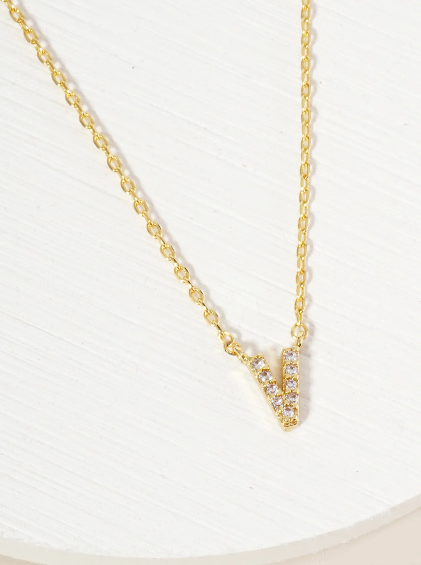 18K Gold Dipped Micro CZ Pave Initial Pendant Necklace