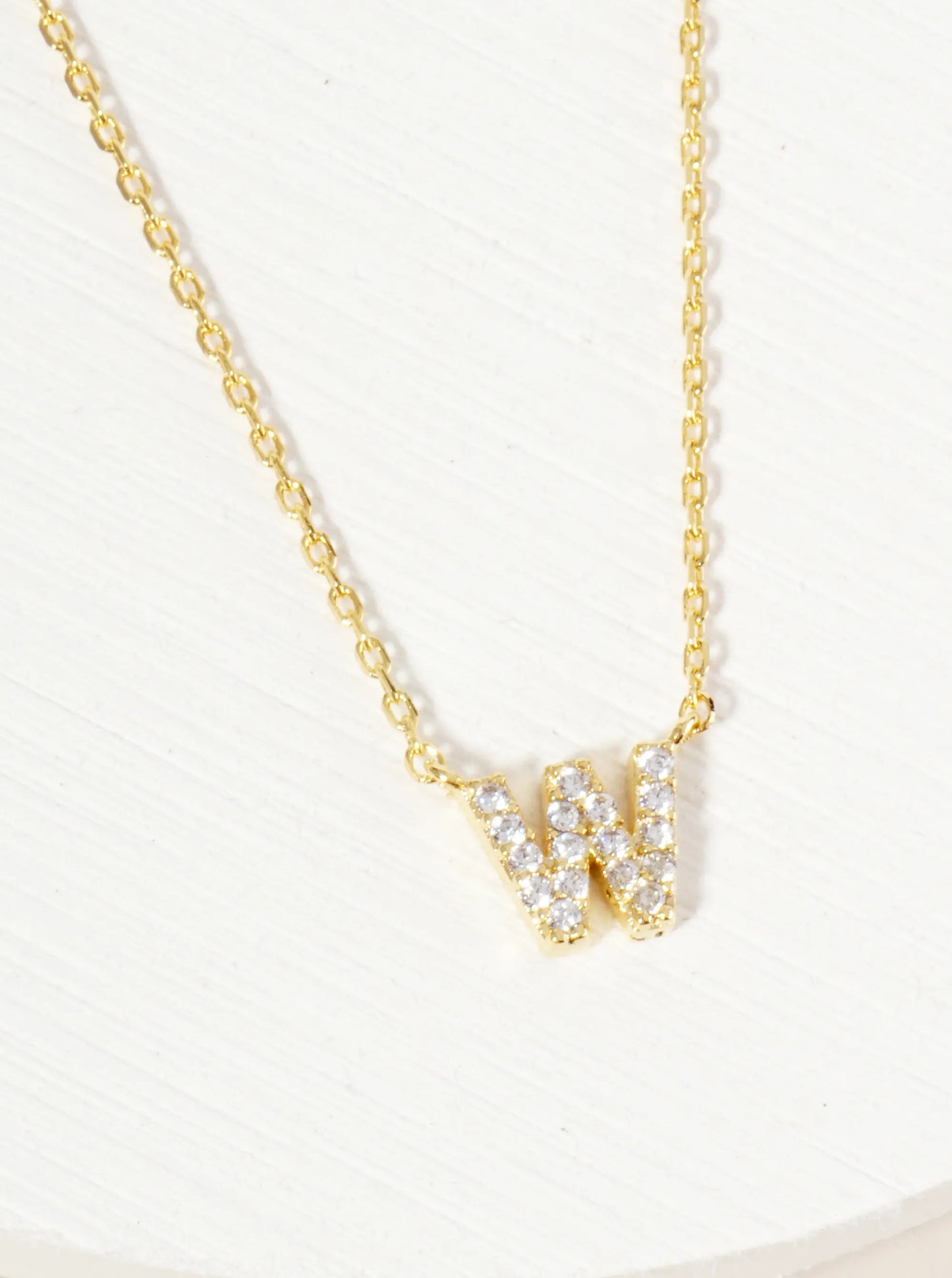 18K Gold Dipped Micro CZ Pave Initial Pendant Necklace
