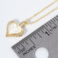 18K Gold Dipped Micro CZ Pave Opal Heart Pendant Necklace