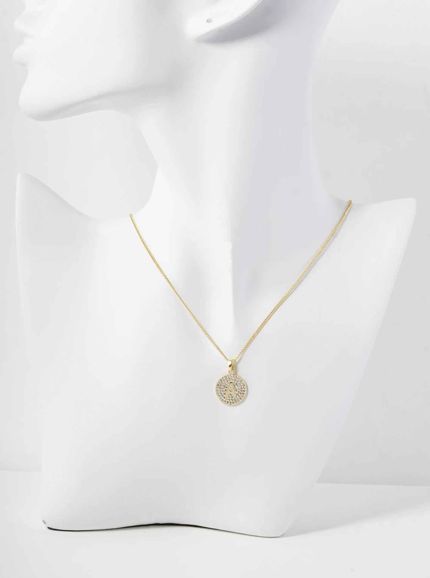 18K Gold Dipped Micro Pave Cubic Zirconia Initial Letter Pendant Necklace