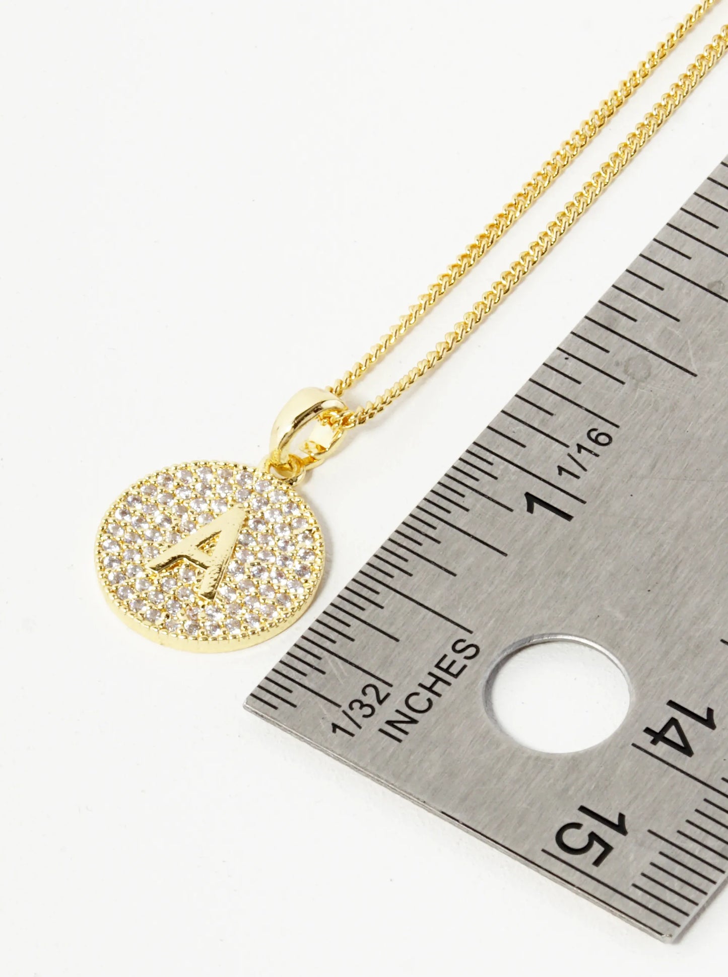 18K Gold Dipped Micro Pave Cubic Zirconia Initial Letter Pendant Necklace