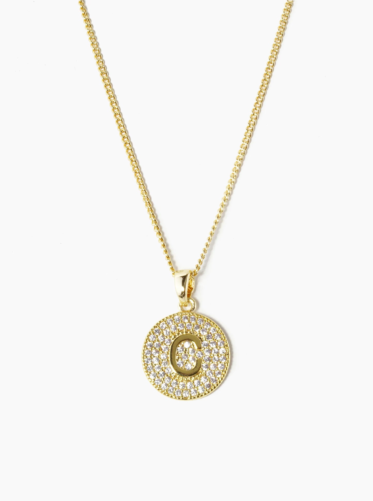 18K Gold Dipped Micro Pave Cubic Zirconia Initial Letter Pendant Necklace