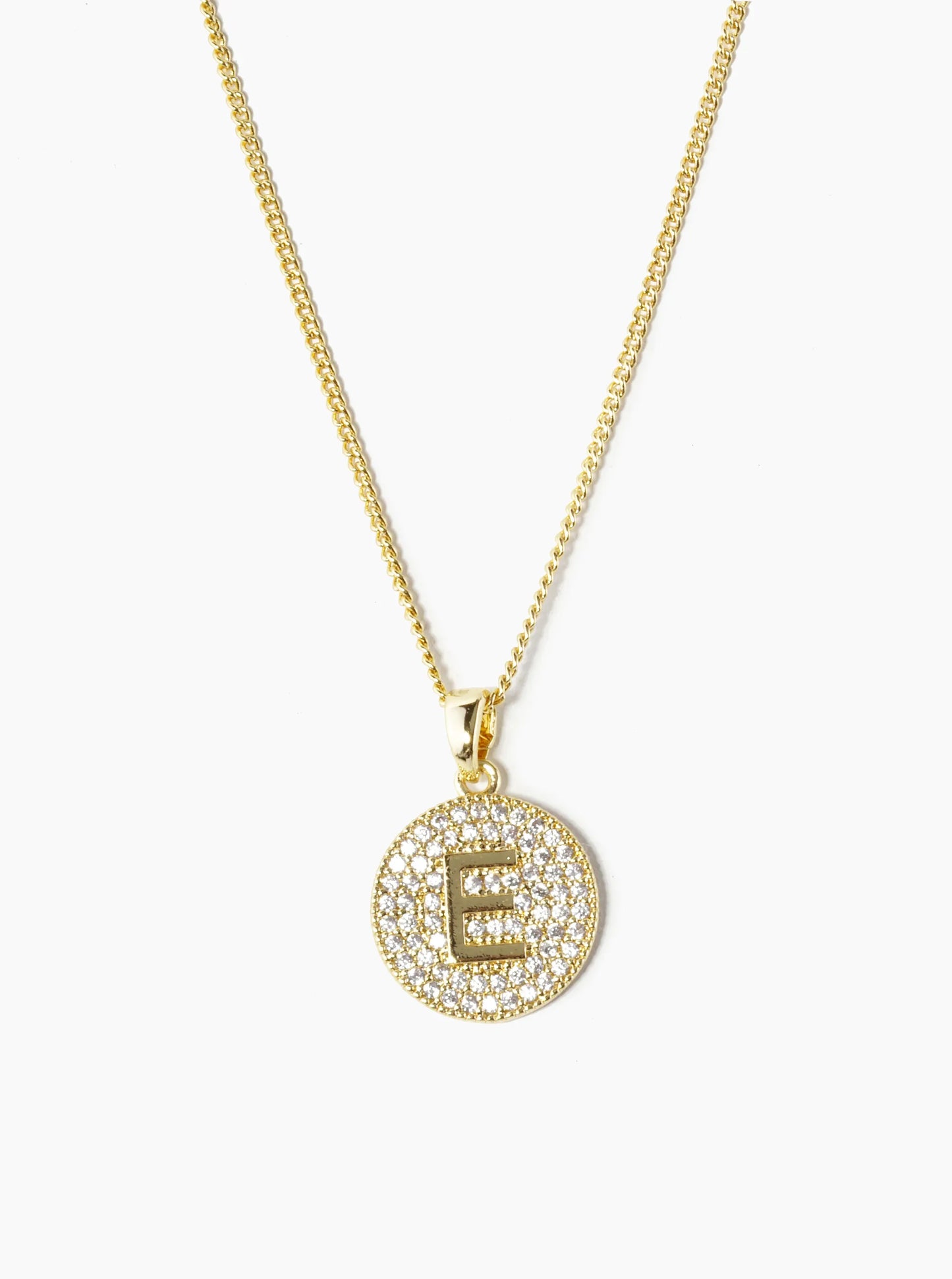 18K Gold Dipped Micro Pave Cubic Zirconia Initial Letter Pendant Necklace