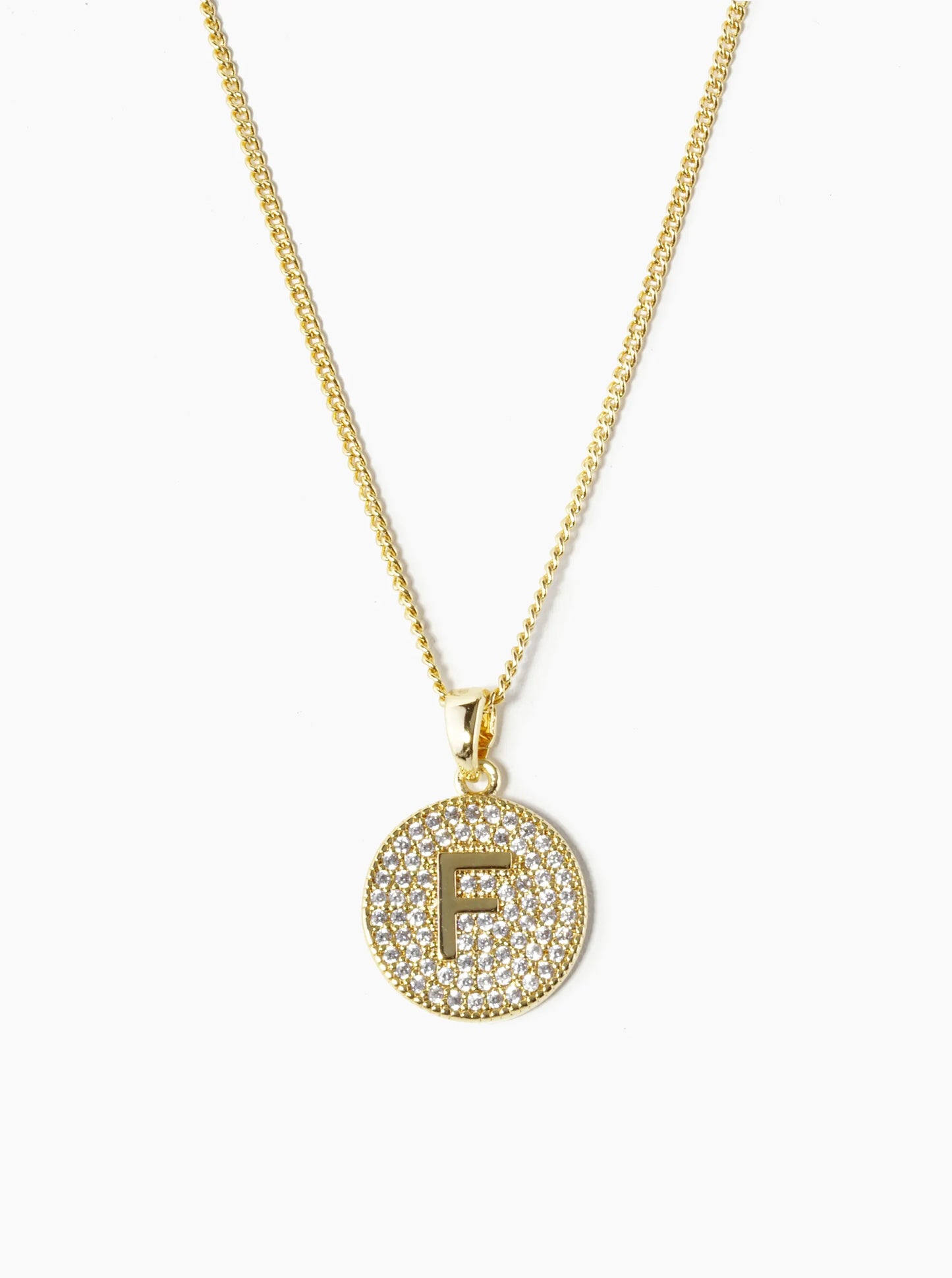 18K Gold Dipped Micro Pave Cubic Zirconia Initial Letter Pendant Necklace