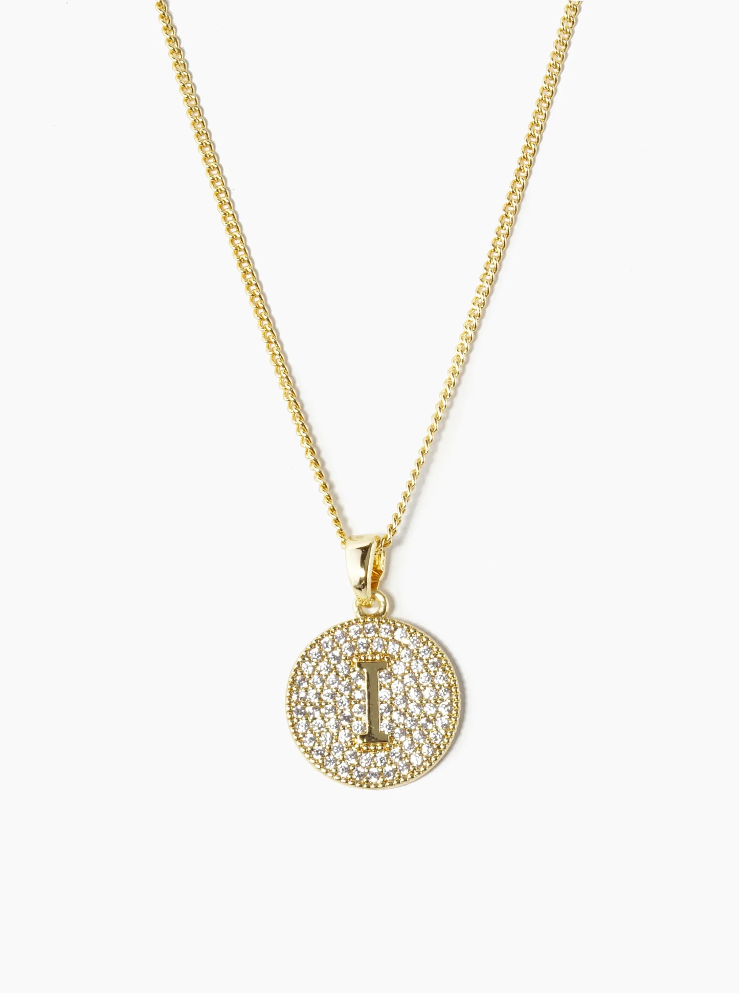 18K Gold Dipped Micro Pave Cubic Zirconia Initial Letter Pendant Necklace