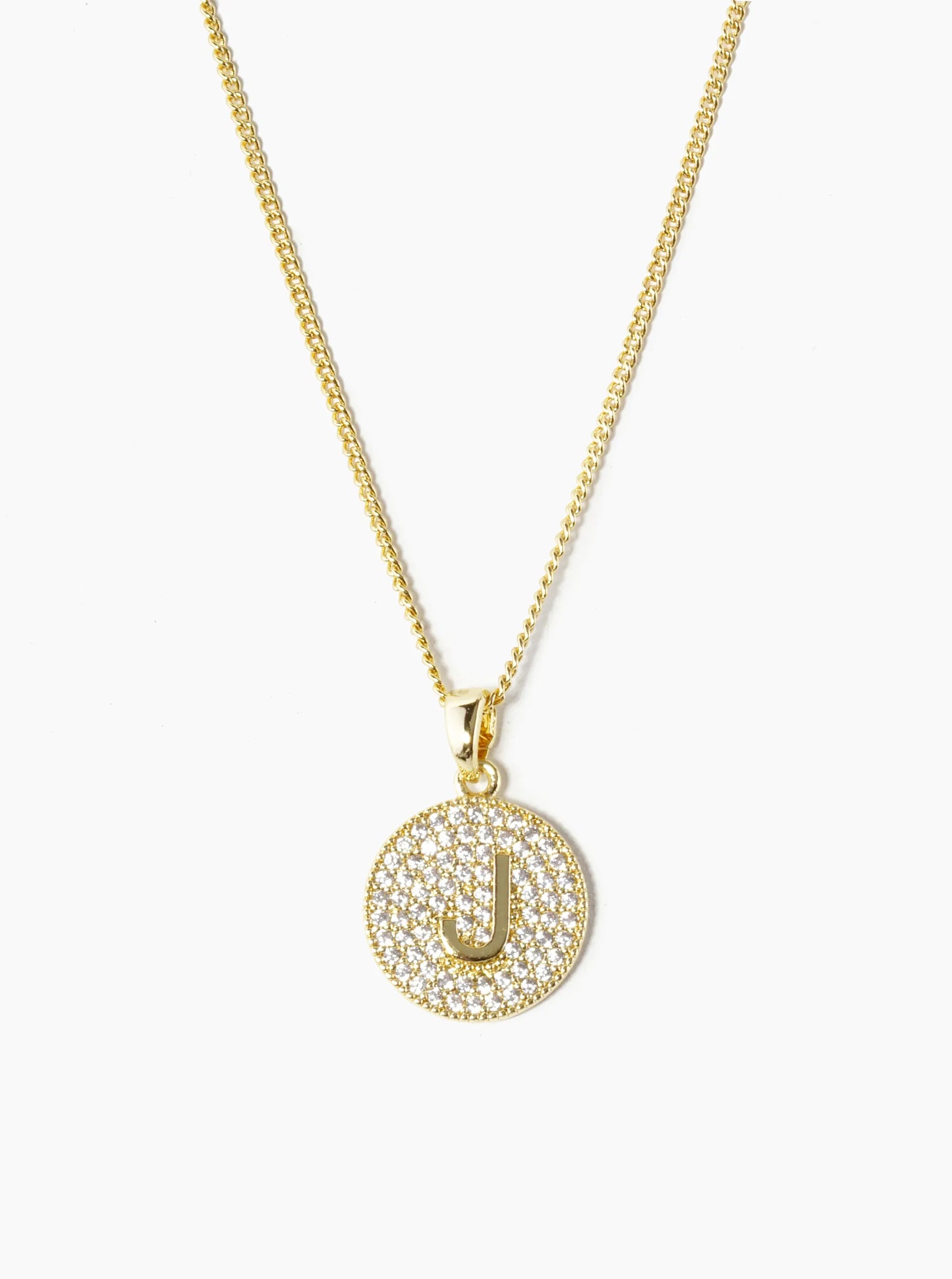 18K Gold Dipped Micro Pave Cubic Zirconia Initial Letter Pendant Necklace