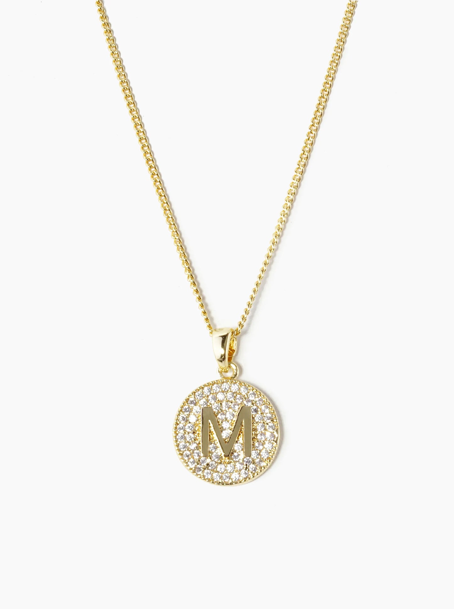 18K Gold Dipped Micro Pave Cubic Zirconia Initial Letter Pendant Necklace