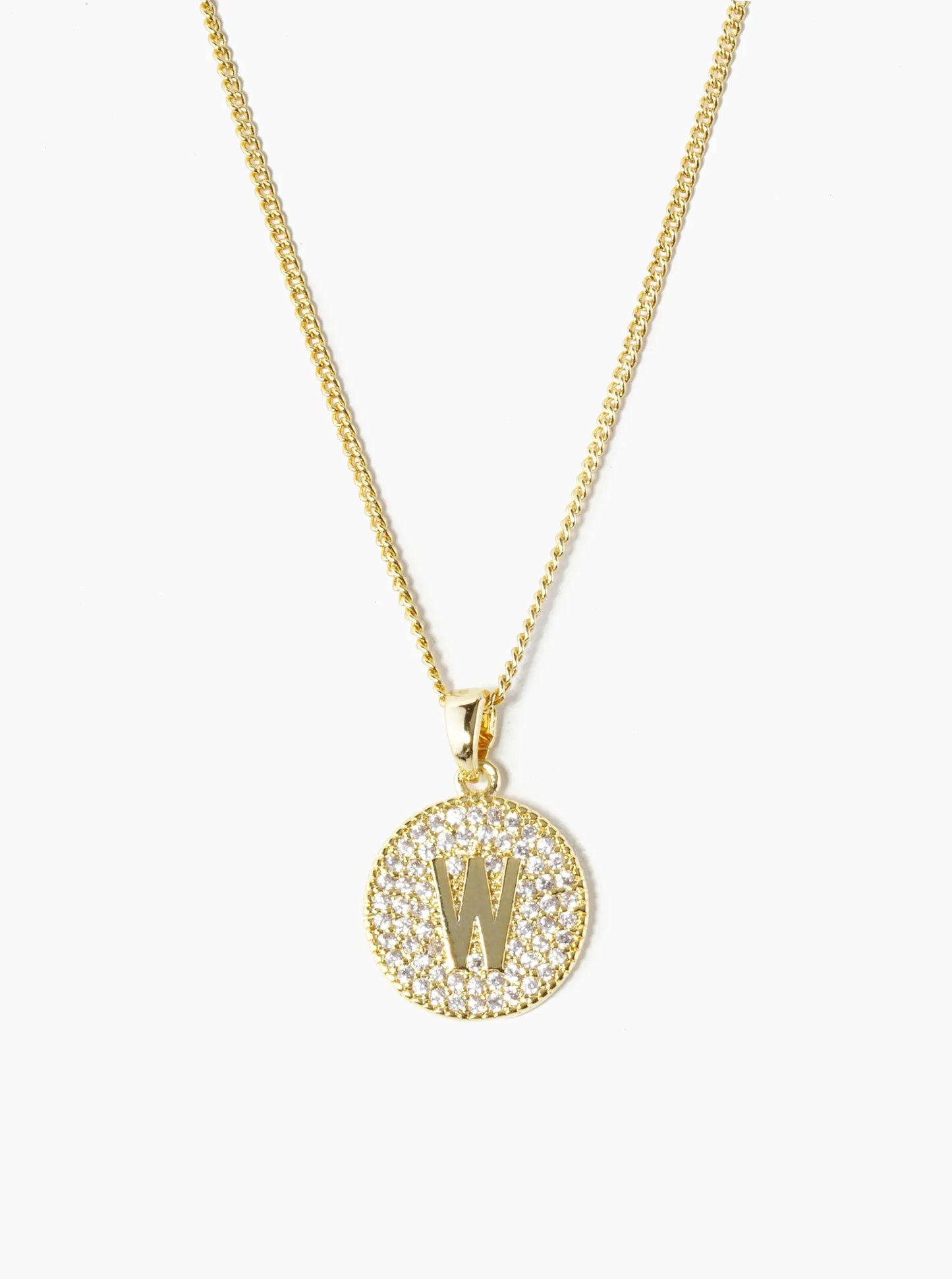 18K Gold Dipped Micro Pave Cubic Zirconia Initial Letter Pendant Necklace