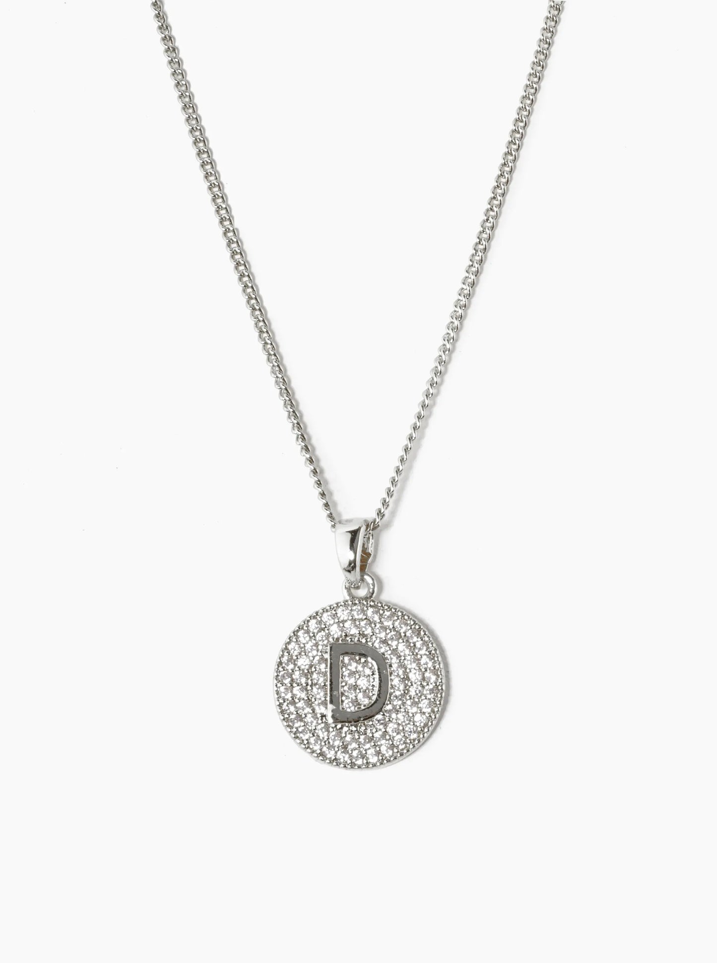 18K Gold Dipped Micro Pave Cubic Zirconia Initial Letter Pendant Necklace