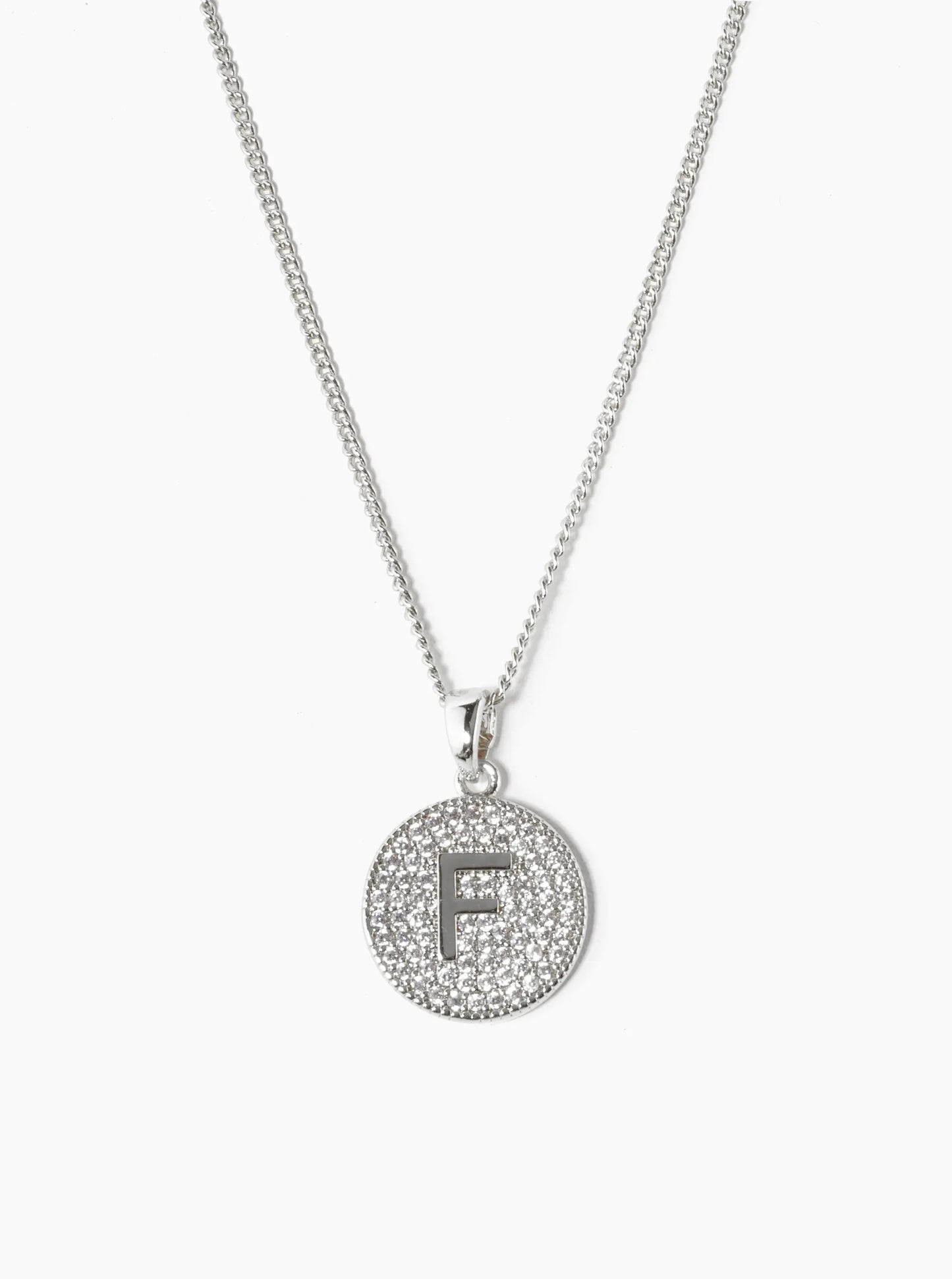 18K Gold Dipped Micro Pave Cubic Zirconia Initial Letter Pendant Necklace