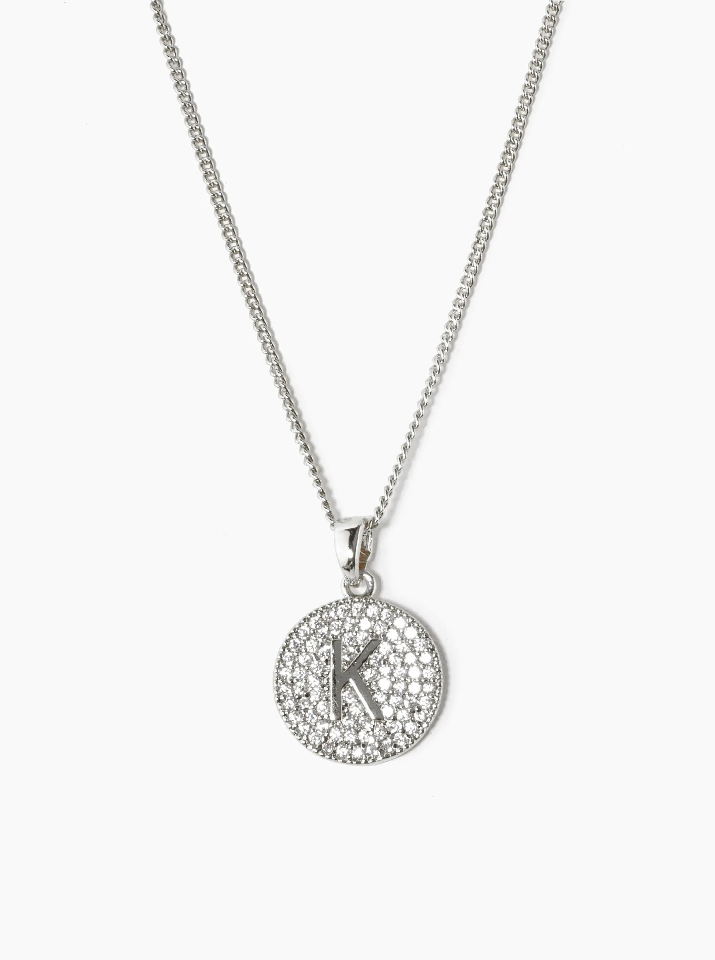 18K Gold Dipped Micro Pave Cubic Zirconia Initial Letter Pendant Necklace