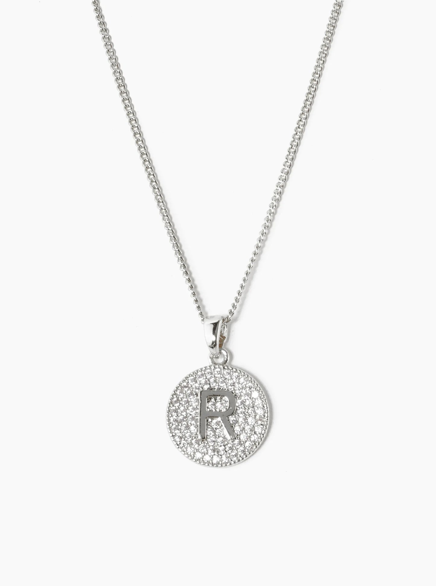 18K Gold Dipped Micro Pave Cubic Zirconia Initial Letter Pendant Necklace