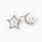 18K Gold Dipped Micro Pave Cubic Zirconia With Pearl Star And Moon Asymmetrical Stud Earrings