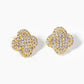 18K Gold Dipped Micro Pave Set 13mm Quatrefoil 925 Sterling Silver Post Stud Earrings