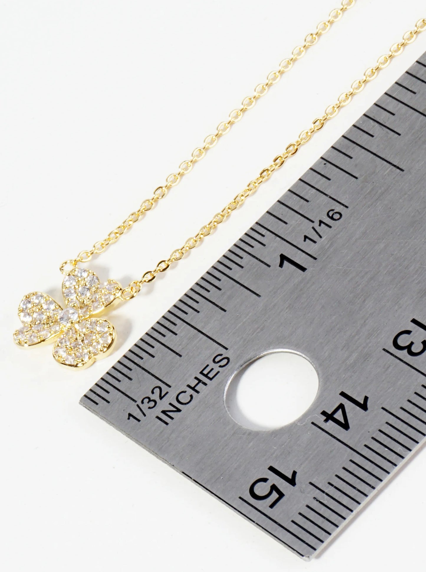 18K Gold Dipped Micro Pave Set CZ 3 Leaf Clover Pendant Necklace