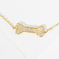 18K Gold Dipped Micro Pave Set CZ Dog Treat Brass Chain Anklet
