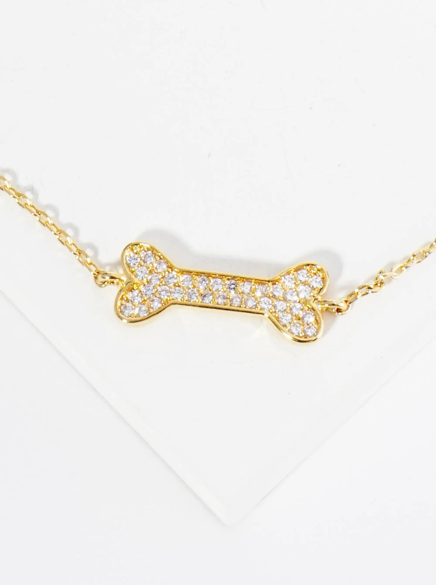 18K Gold Dipped Micro Pave Set CZ Dog Treat Brass Chain Anklet