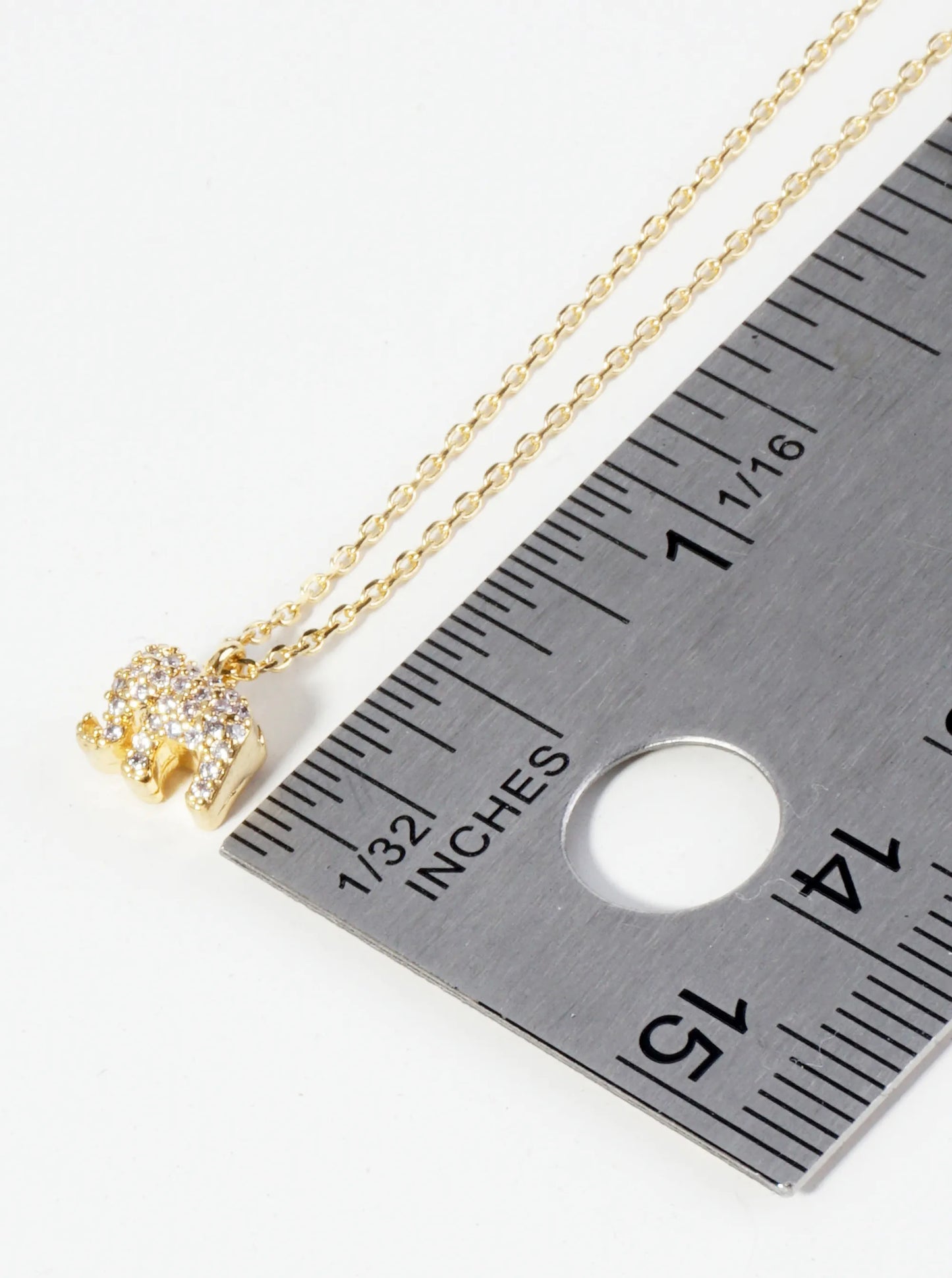 18K Gold Dipped Micro Pave Set CZ Elephant Pendant Necklace