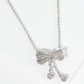 18K Gold Dipped Micro Pave Set CZ Ribbon Bow Pendant Necklace