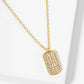 18K Gold Dipped Micro Pave Set CZ Tag Pendant Necklace