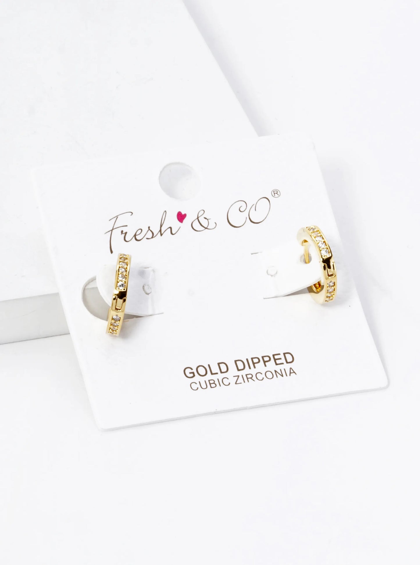 18K Gold Dipped Micro Pave Set Cubic Zirconia 12mm Huggie Hoop Earrings