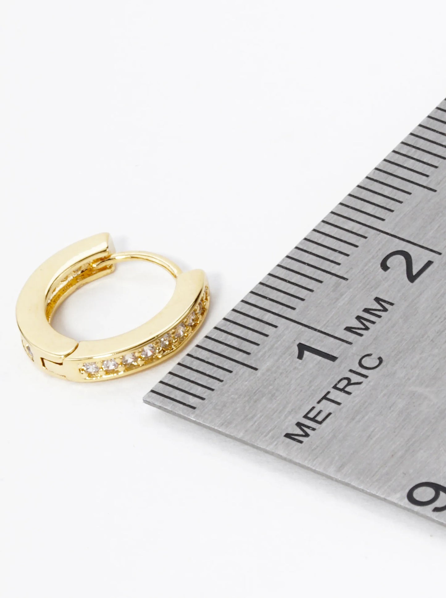 18K Gold Dipped Micro Pave Set Cubic Zirconia 12mm Huggie Hoop Earrings