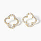 18K Gold Dipped Micro Pave Set Cubic Zirconia 13mm Quatrefoil 925 Sterling Silver Post Stud Earrings