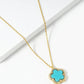 18K Gold Dipped Micro Pave Set Cubic Zirconia 13mm Semi-Precious Flower Pendant Necklace
