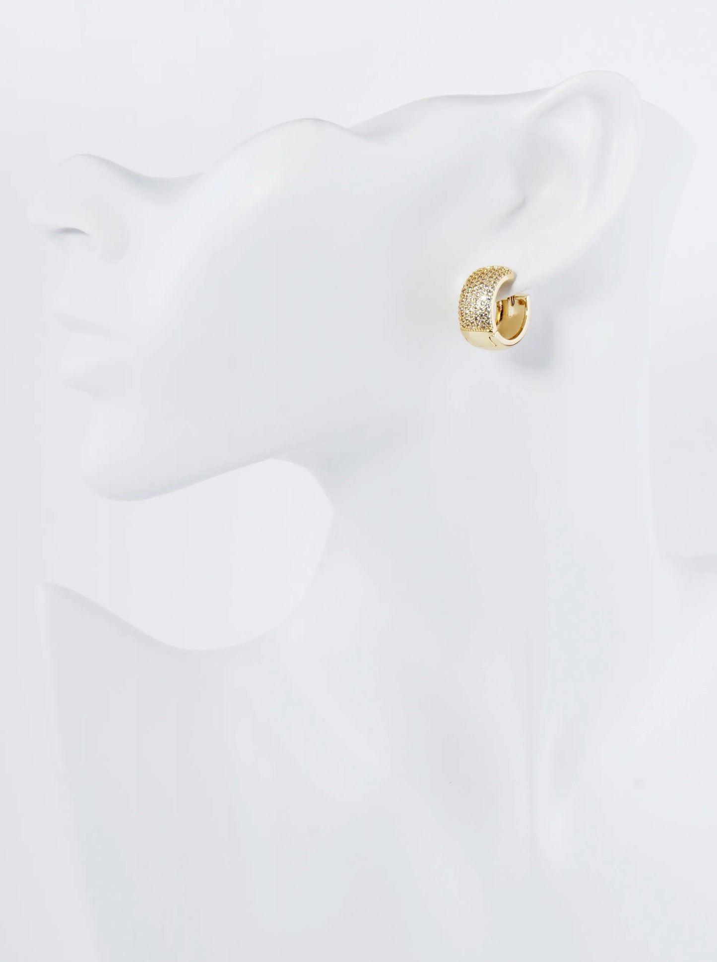 18K Gold Dipped Micro Pave Set Cubic Zirconia 15mm Huggie Hoop Earrings