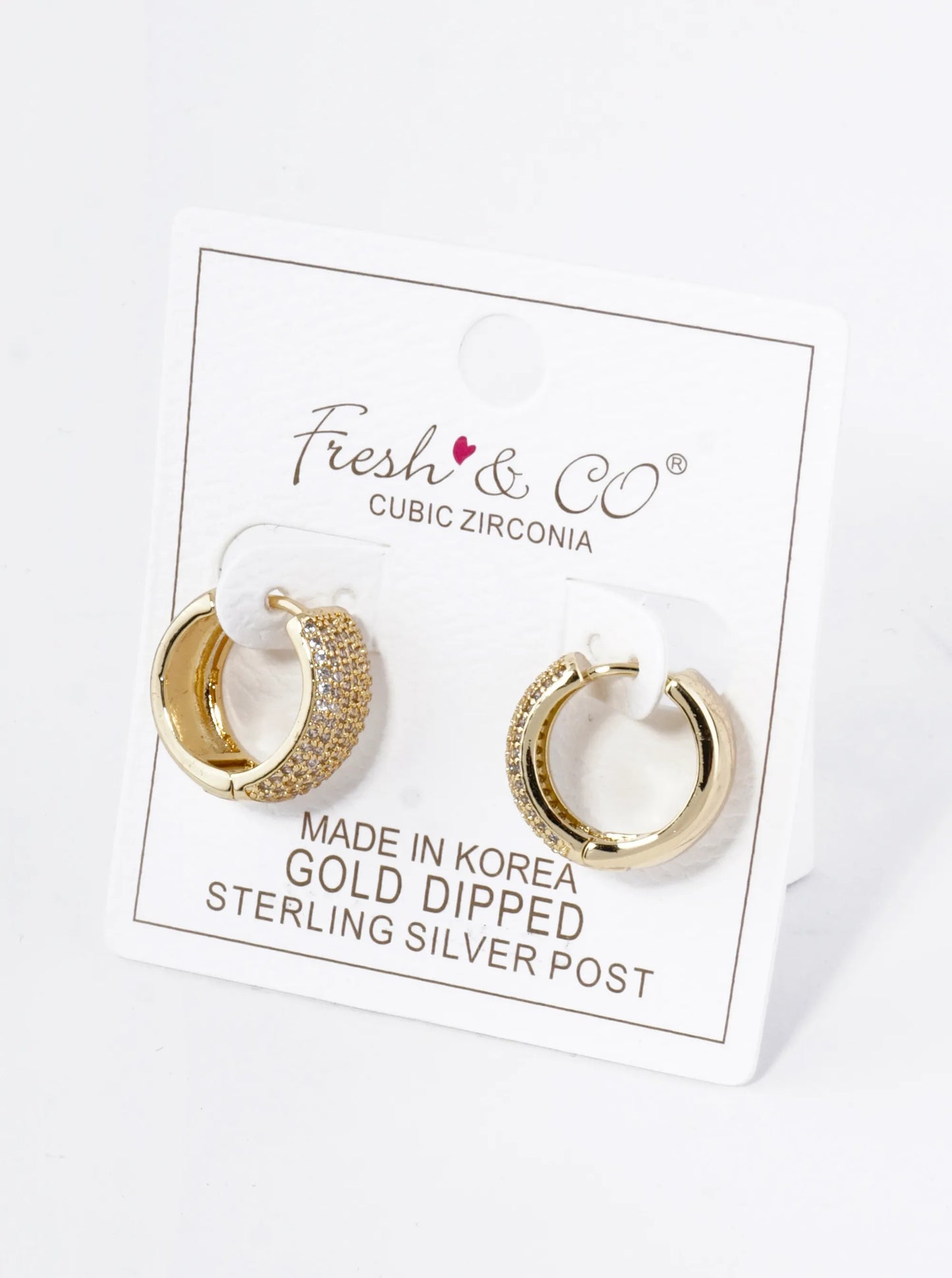 18K Gold Dipped Micro Pave Set Cubic Zirconia 15mm Huggie Hoop Earrings