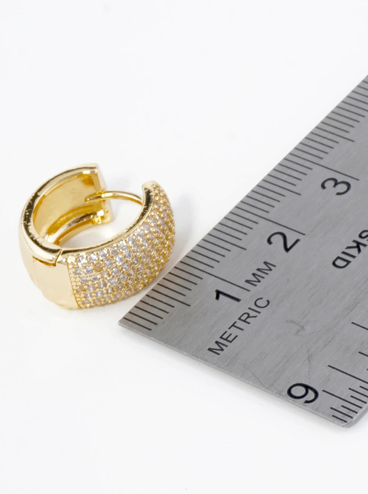 18K Gold Dipped Micro Pave Set Cubic Zirconia 15mm Huggie Hoop Earrings