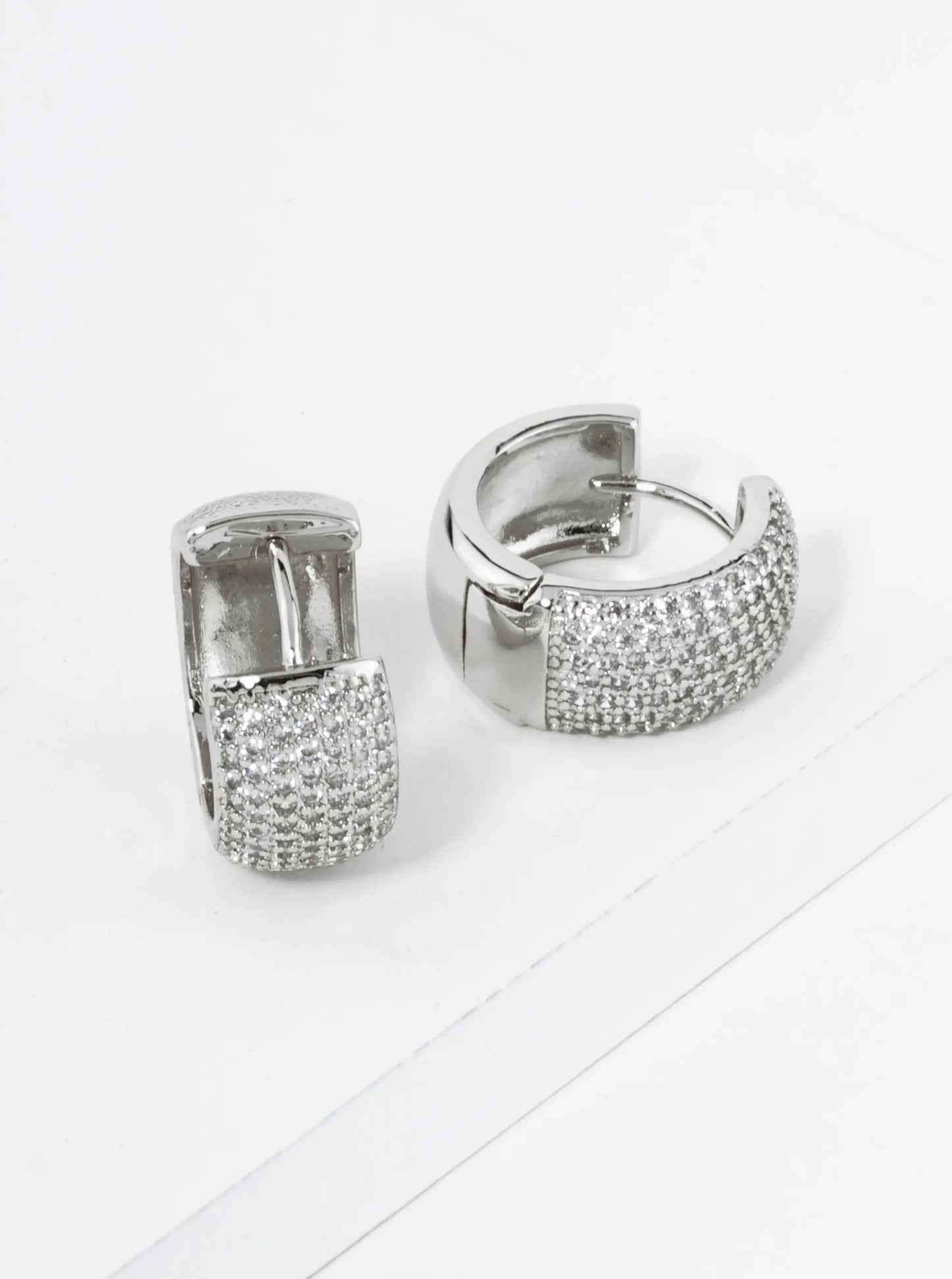 18K Gold Dipped Micro Pave Set Cubic Zirconia 15mm Huggie Hoop Earrings