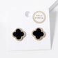 18K Gold Dipped Micro Pave Set Cubic Zirconia 15mm Semi-Precious Quatrefoil 925 Sterling Silver Post Stud Earrings